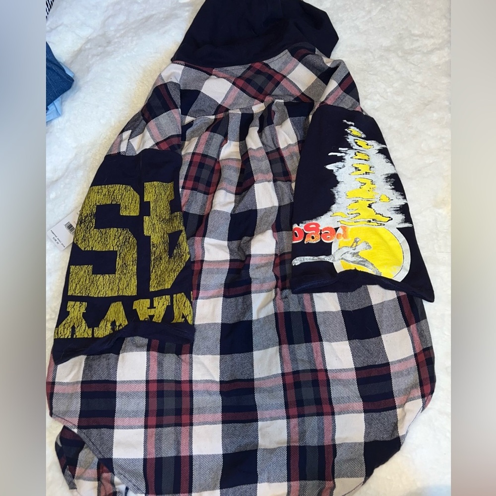 Free People Hooded Plaid Oversized Button Up